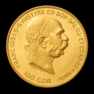 100 Corone austriache moneta d'oro Franz Josef I lato iconico