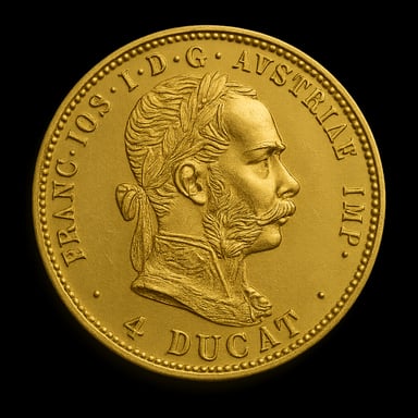 4 Ducati austriaci moneta d'oro Franz Josef I lato iconico