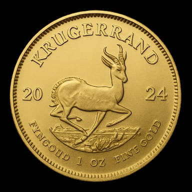 Krugerrand d'oro con antilope Springbok lato iconico