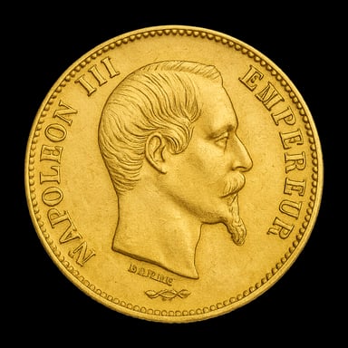 Marengo d'oro 20 Franchi Napoleone III lato iconico