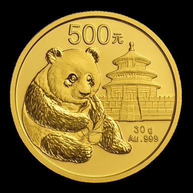 Panda cinese moneta d'oro orso panda lato iconico