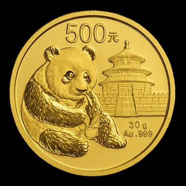 Panda cinese moneta d'oro orso panda lato iconico