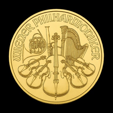 Vienna Philharmonic moneta d'oro strumenti musicali lato iconico