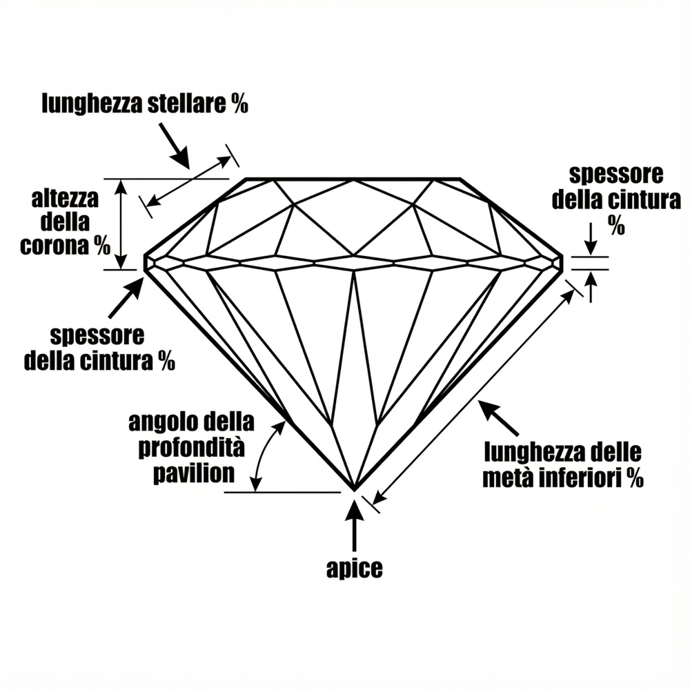Anatomia del diamante - struttura e proporzioni