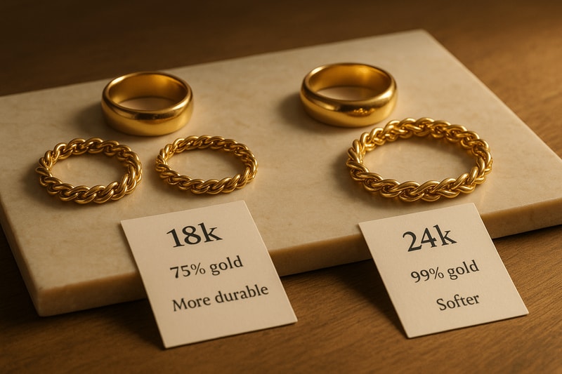 Immagine per Differenze chiave tra oro 18k e 24k per chi vende