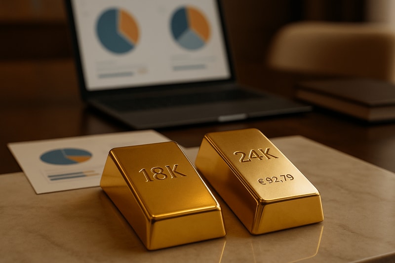 Immagine per Oro 18k vs 24k: differenze di quotazione e come calcolare il valore di vendita