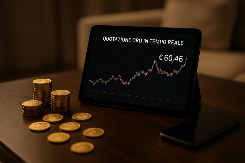 Immagine per Quotazione oro in tempo reale: come usarla per vendere al meglio