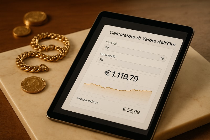 Immagine per Valore dell’oro usato: strumenti digitali per una stima sicura