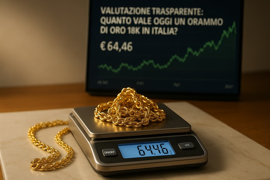 Valutazione trasparente: quanto vale oggi un grammo di oro 18k in Italia?