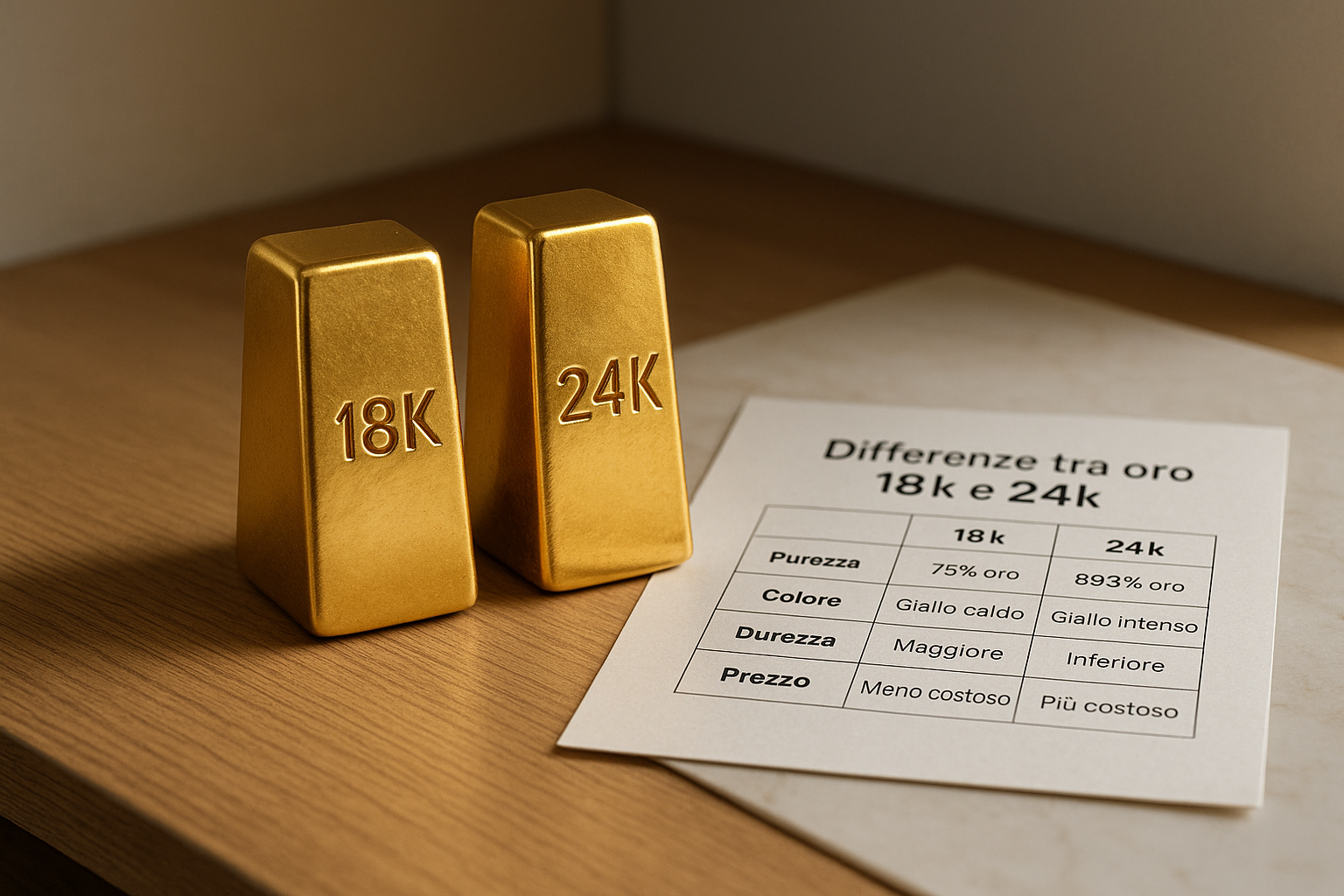 Differenze chiave tra oro 18k e 24k: come scegliere