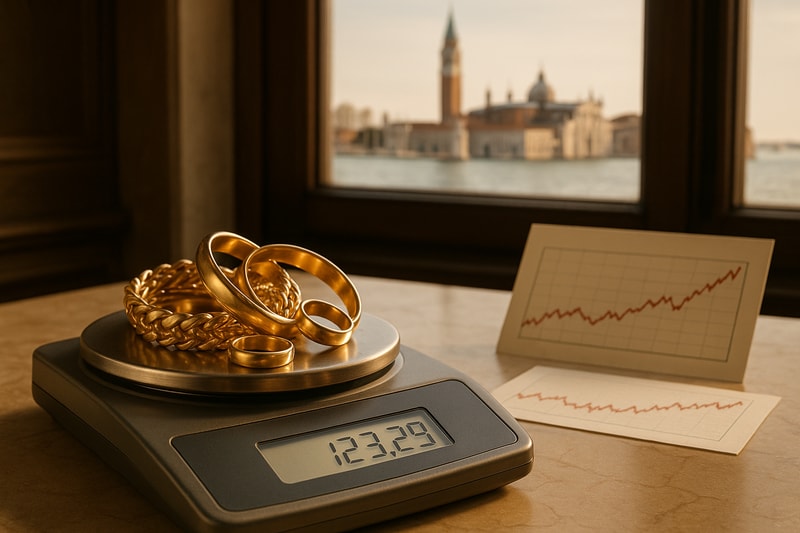 Immagine per Quanto vale un grammo di oro 18 carati oggi a Venezia?