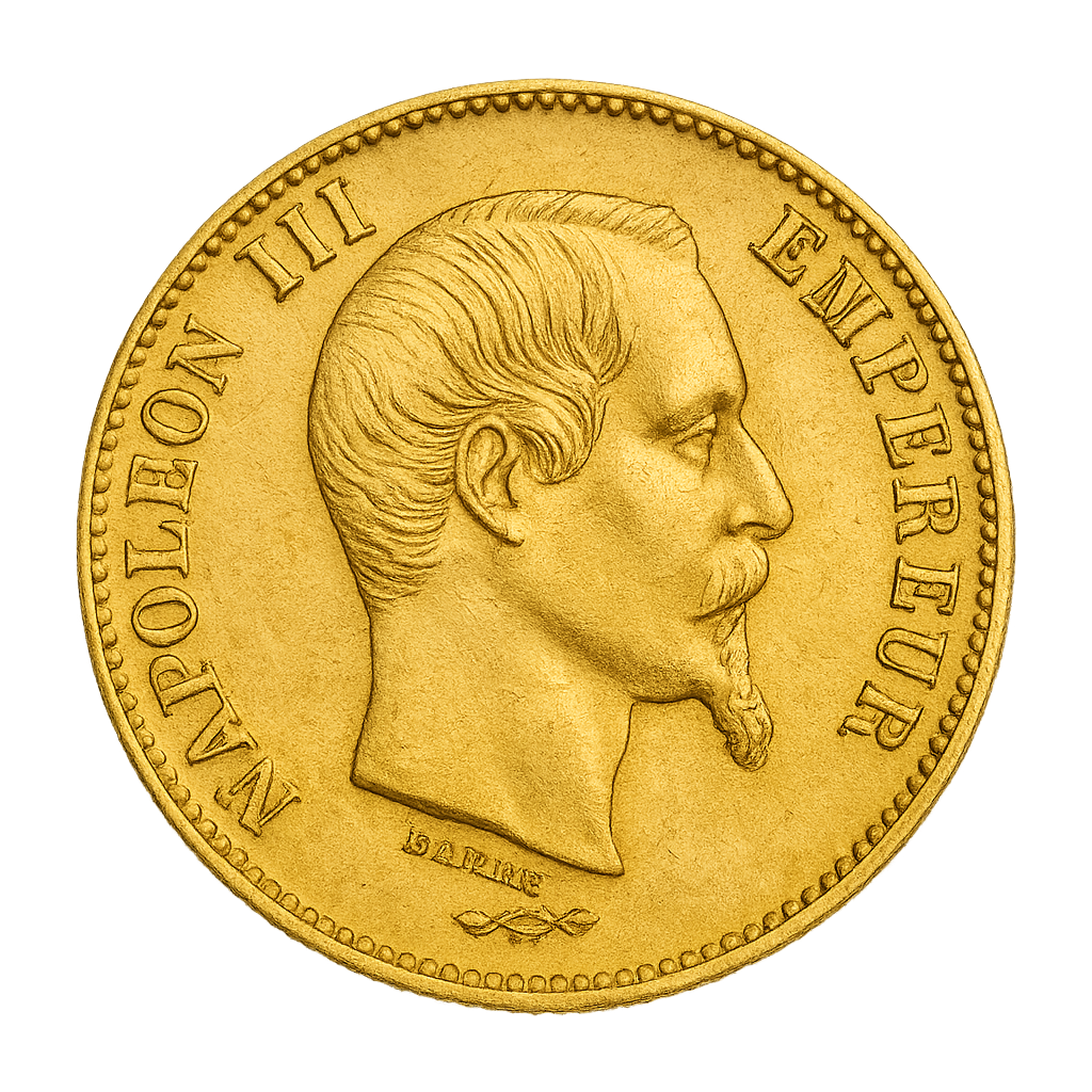 Marengo d'oro 20 Franchi Napoleone III lato iconico